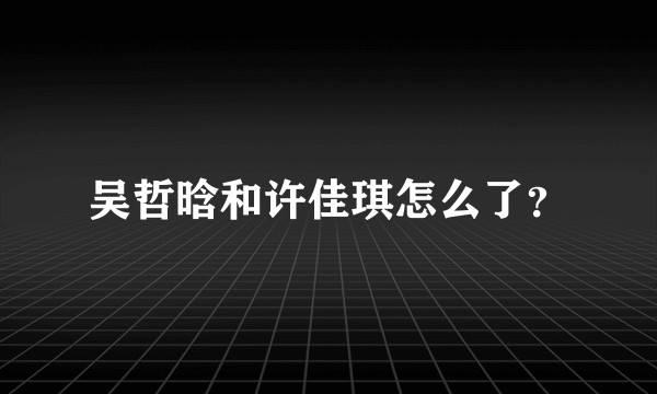 吴哲晗和许佳琪怎么了？