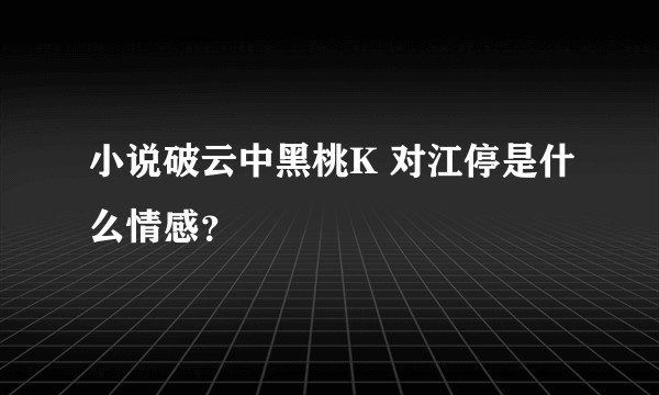 小说破云中黑桃K 对江停是什么情感？