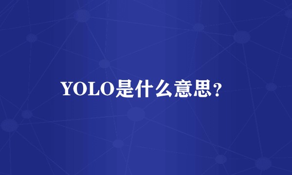 YOLO是什么意思？