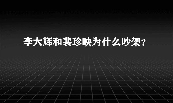 李大辉和裴珍映为什么吵架？