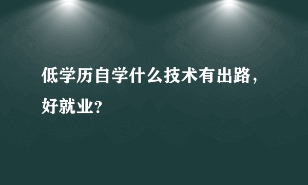 低学历自学什么技术有出路，好就业？