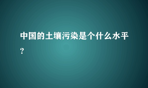 中国的土壤污染是个什么水平？