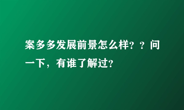 案多多发展前景怎么样？？问一下，有谁了解过？