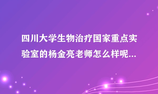 四川大学生物治疗国家重点实验室的杨金亮老师怎么样呢，实验室氛围可以嘛？