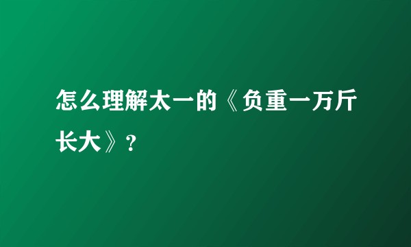 怎么理解太一的《负重一万斤长大》？