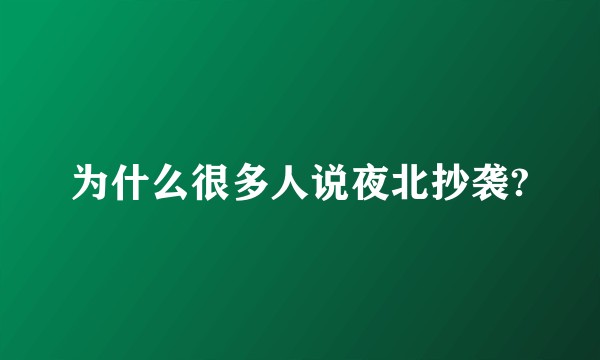 为什么很多人说夜北抄袭?