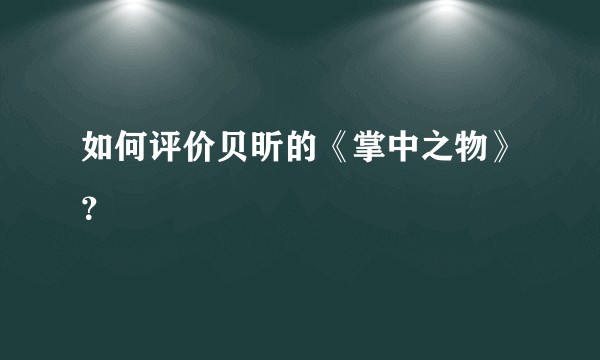 如何评价贝昕的《掌中之物》？