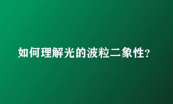 如何理解光的波粒二象性？