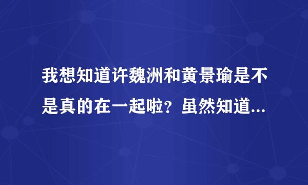我想知道许魏洲和黄景瑜是不是真的在一起啦？虽然知道这个问题很脑残？