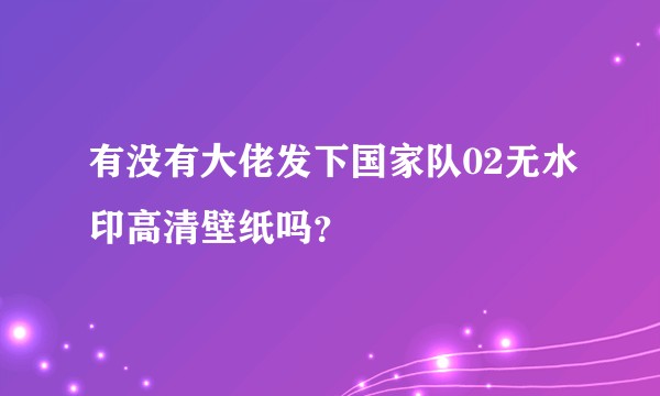 有没有大佬发下国家队02无水印高清壁纸吗？