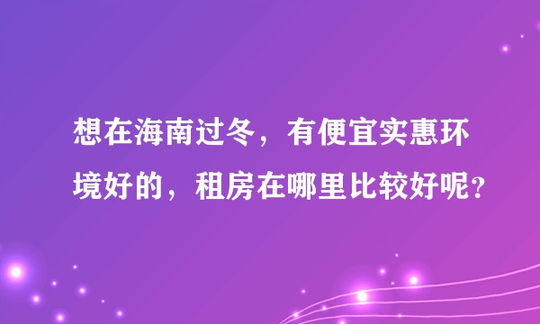 想在海南过冬，有便宜实惠环境好的，租房在哪里比较好呢？