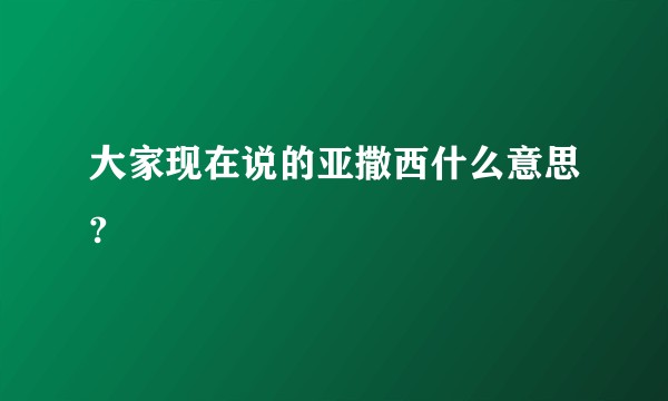 大家现在说的亚撒西什么意思?