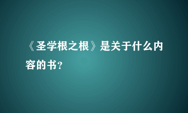《圣学根之根》是关于什么内容的书？