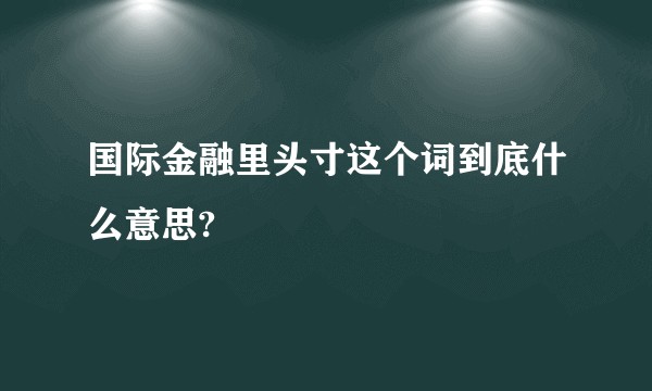 国际金融里头寸这个词到底什么意思?