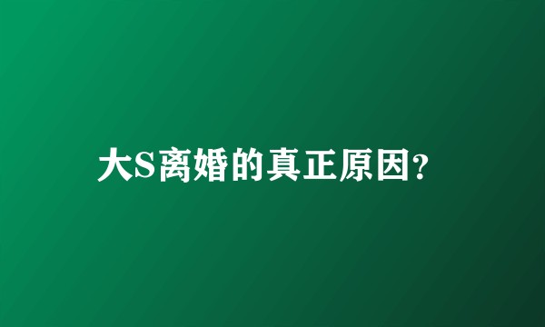 大S离婚的真正原因？
