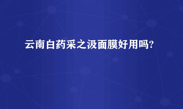 云南白药采之汲面膜好用吗?