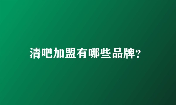 清吧加盟有哪些品牌？