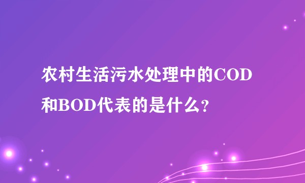 农村生活污水处理中的COD和BOD代表的是什么?