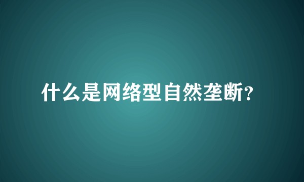 什么是网络型自然垄断？