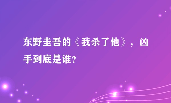 东野圭吾的《我杀了他》，凶手到底是谁？