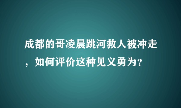 成都的哥凌晨跳河救人被冲走，如何评价这种见义勇为？