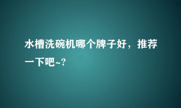 水槽洗碗机哪个牌子好,推荐一下吧~?