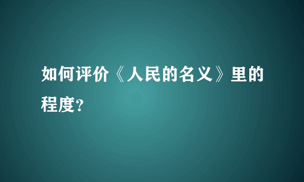 如何评价《人民的名义》里的程度？