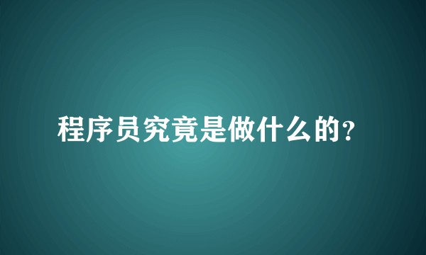 程序员究竟是做什么的？