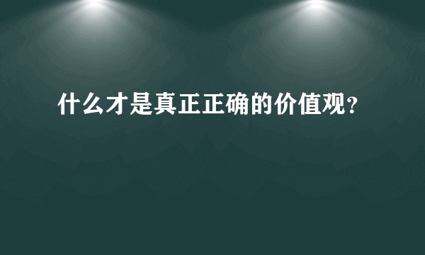 什么才是真正正确的价值观？