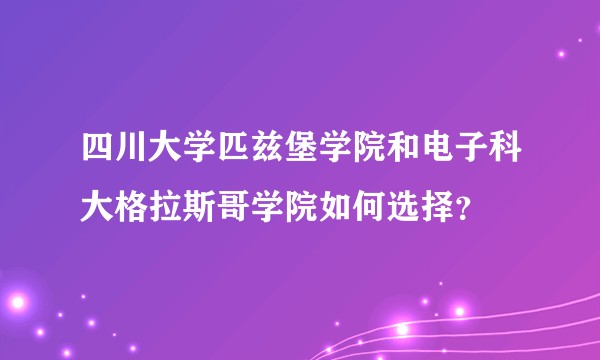 四川大学匹兹堡学院和电子科大格拉斯哥学院如何选择？