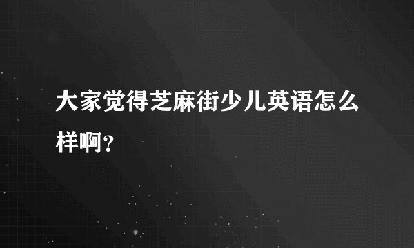 大家觉得芝麻街少儿英语怎么样啊？