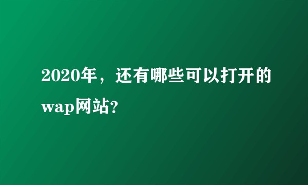 2020年，还有哪些可以打开的wap网站？