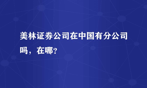 美林证券公司在中国有分公司吗，在哪？