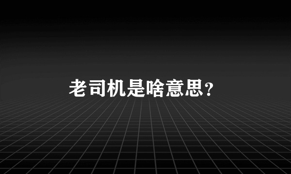 老司机是啥意思？
