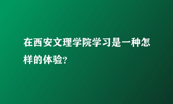 在西安文理学院学习是一种怎样的体验?