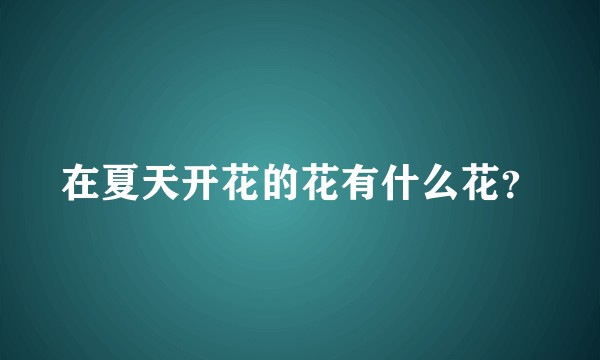 在夏天开花的花有什么花？