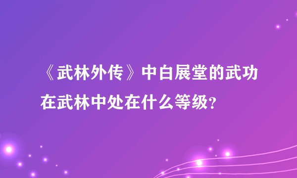 《武林外传》中白展堂的武功在武林中处在什么等级？