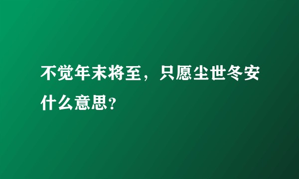 不觉年末将至，只愿尘世冬安什么意思？