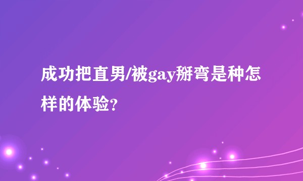 成功把直男/被gay掰弯是种怎样的体验？