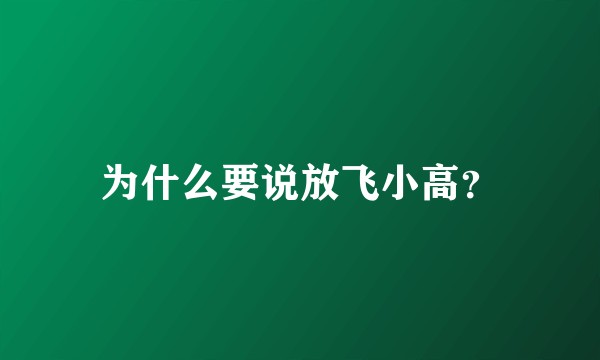 为什么要说放飞小高？