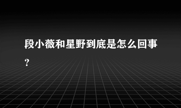 段小薇和星野到底是怎么回事？