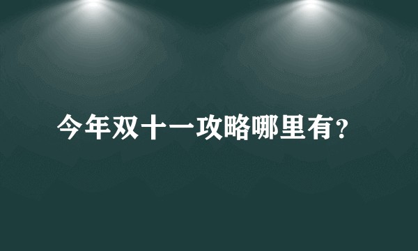 今年双十一攻略哪里有？