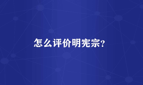 怎么评价明宪宗？