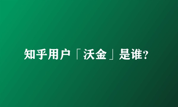 知乎用户「沃金」是谁？