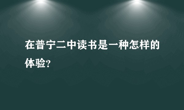 在普宁二中读书是一种怎样的体验？