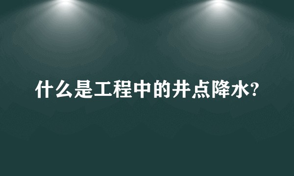 什么是工程中的井点降水?