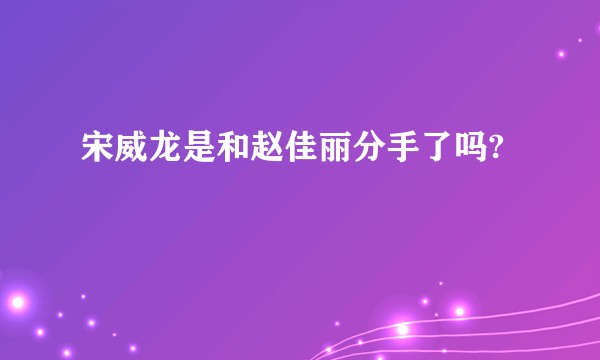 宋威龙是和赵佳丽分手了吗?