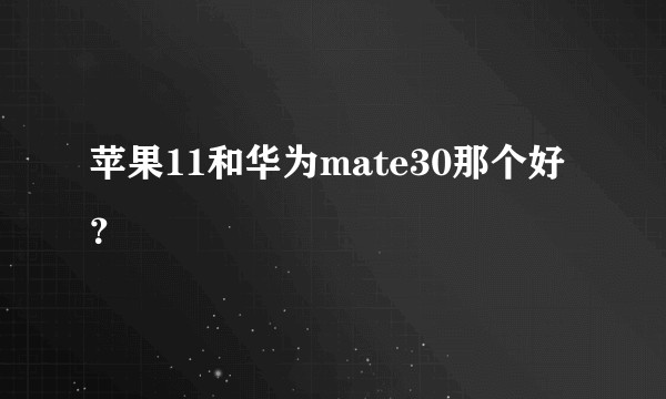 苹果11和华为mate30那个好?