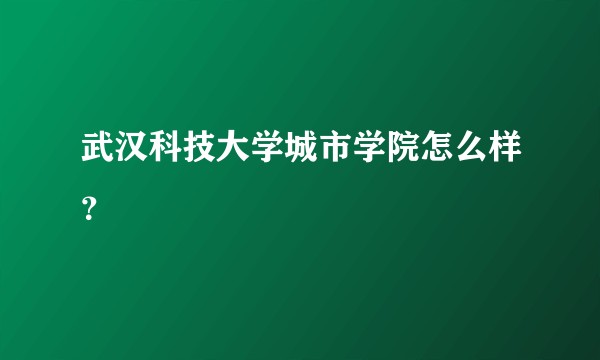 武汉科技大学城市学院怎么样？