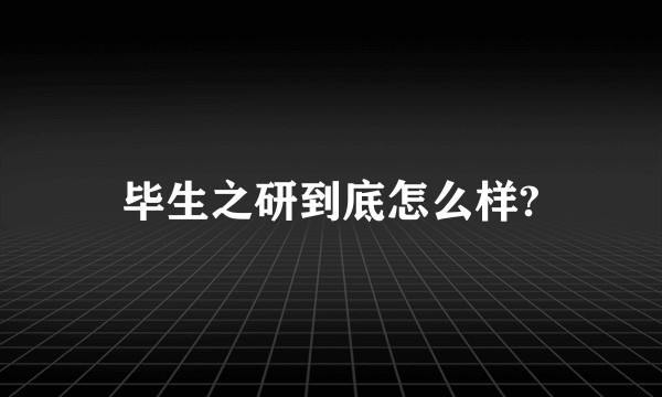 毕生之研到底怎么样?